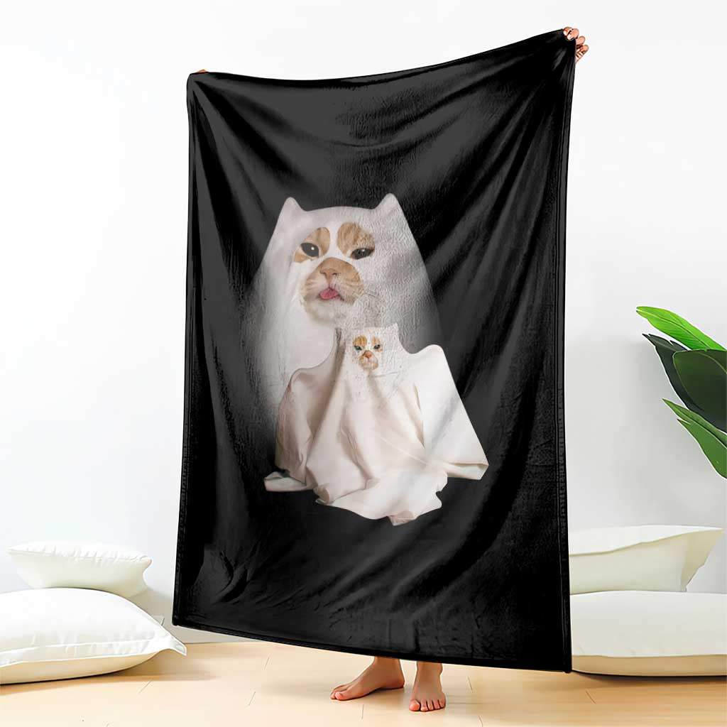 Funny Halloween Ghost Cat Meme Throw Blanket - Wonder Print Shop