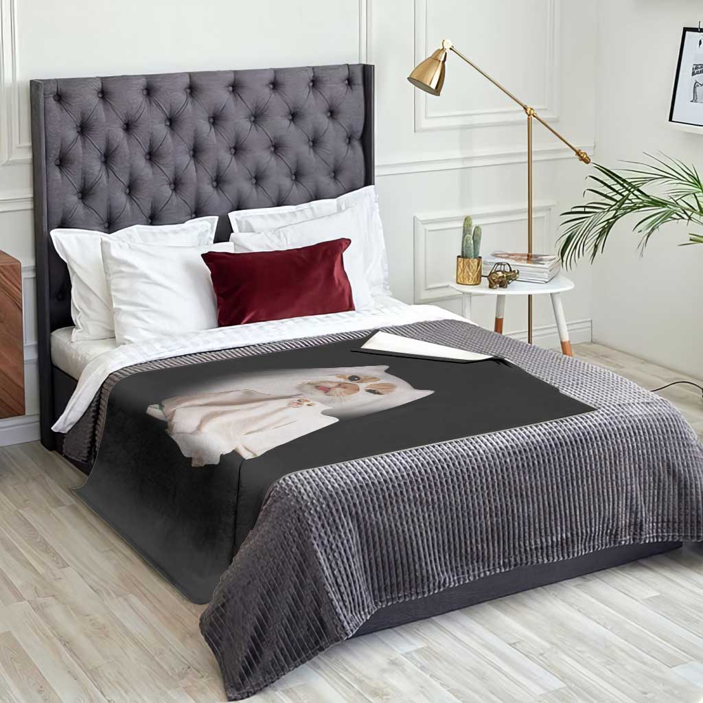 Funny Halloween Ghost Cat Meme Throw Blanket - Wonder Print Shop