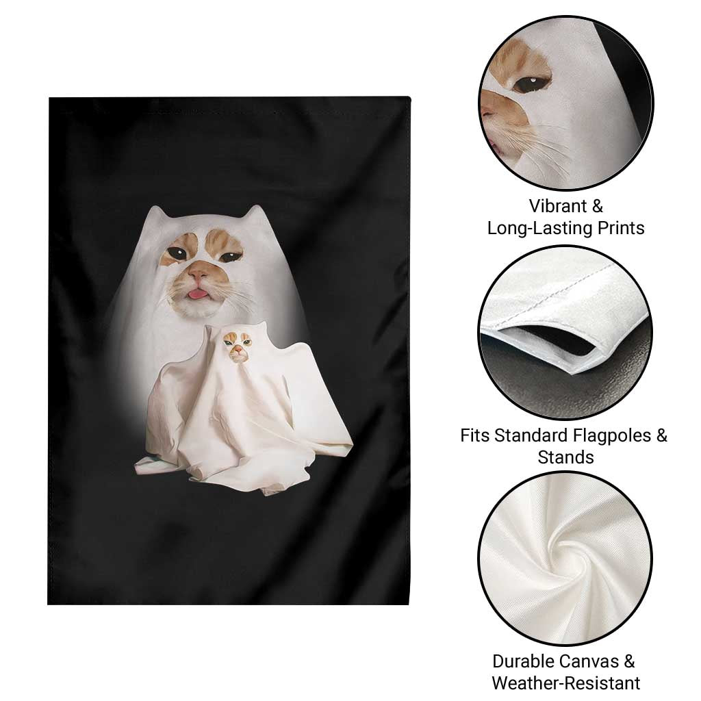 Funny Halloween Ghost Cat Meme Garden Flag - Wonder Print Shop