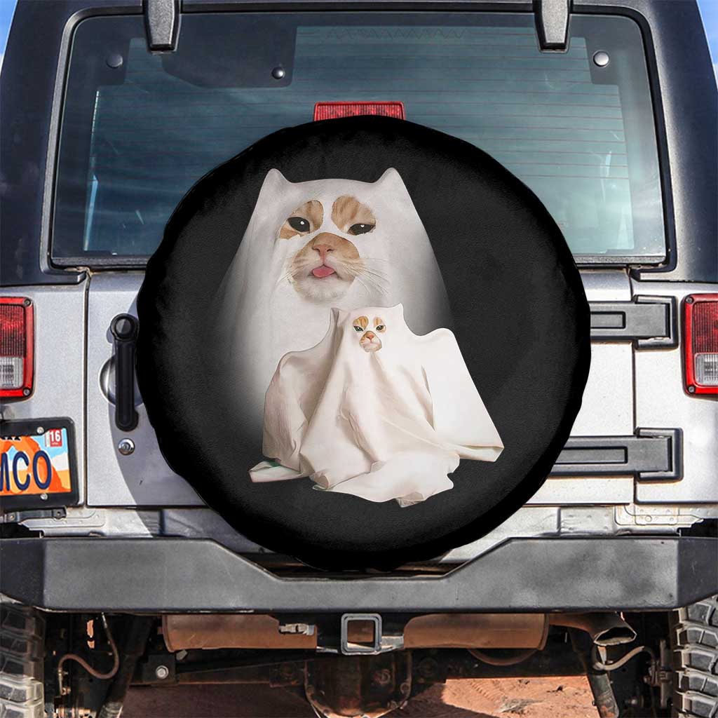 Funny Halloween Ghost Cat Meme Spare Tire Cover - Wonder Print Shop