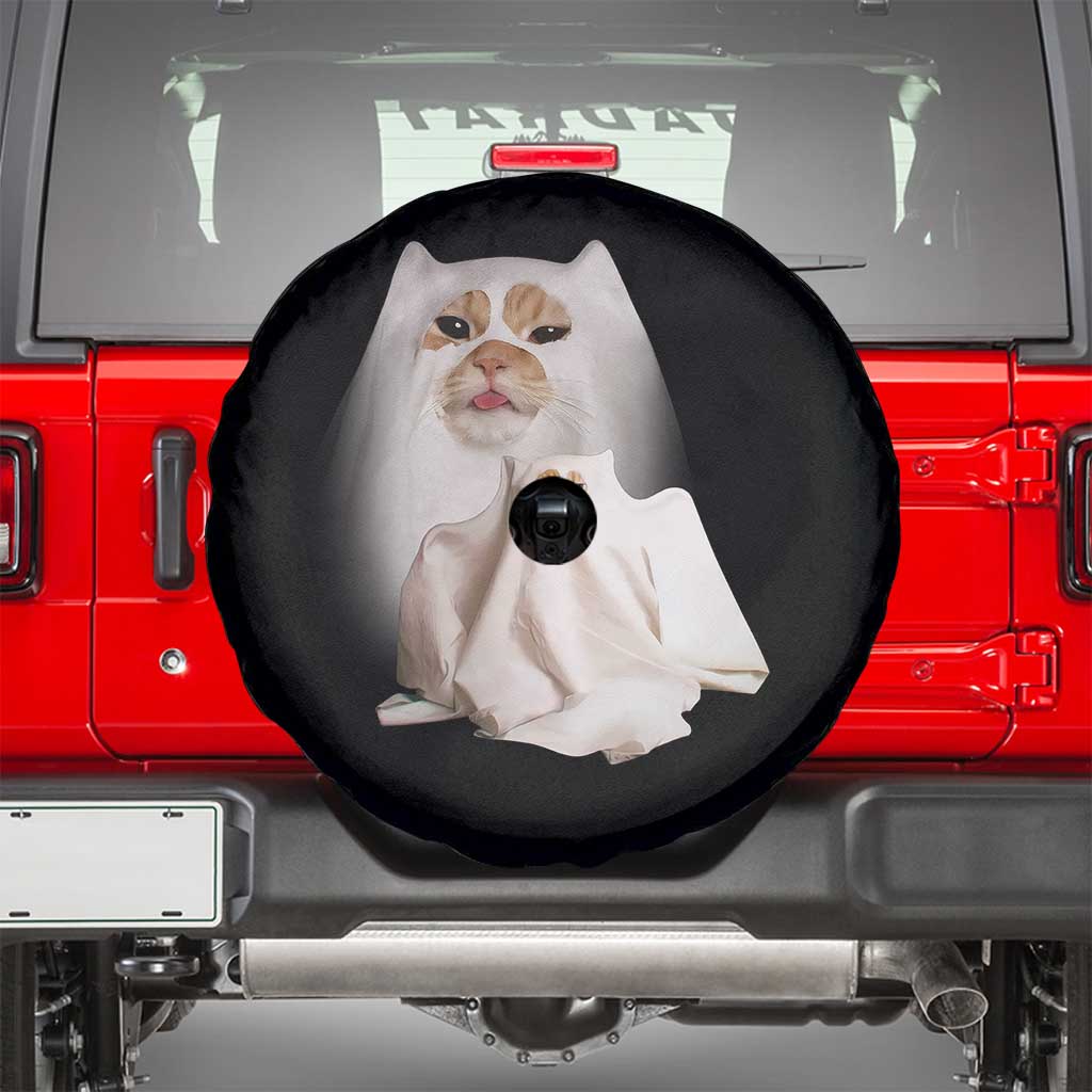 Funny Halloween Ghost Cat Meme Spare Tire Cover - Wonder Print Shop