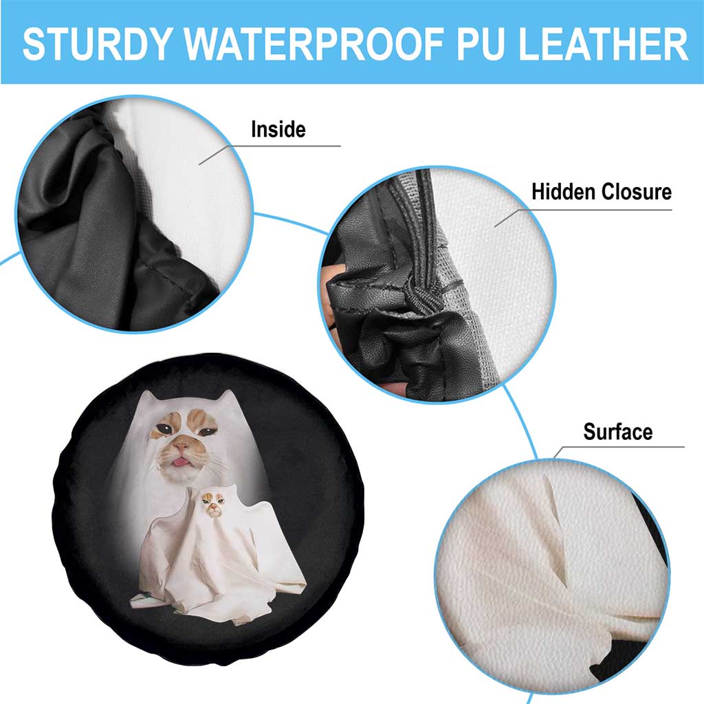 Funny Halloween Ghost Cat Meme Spare Tire Cover - Wonder Print Shop