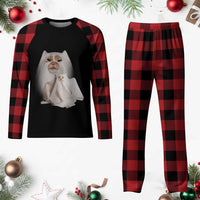 Funny Halloween Ghost Cat Meme Plaid Pajama Set - Wonder Print Shop