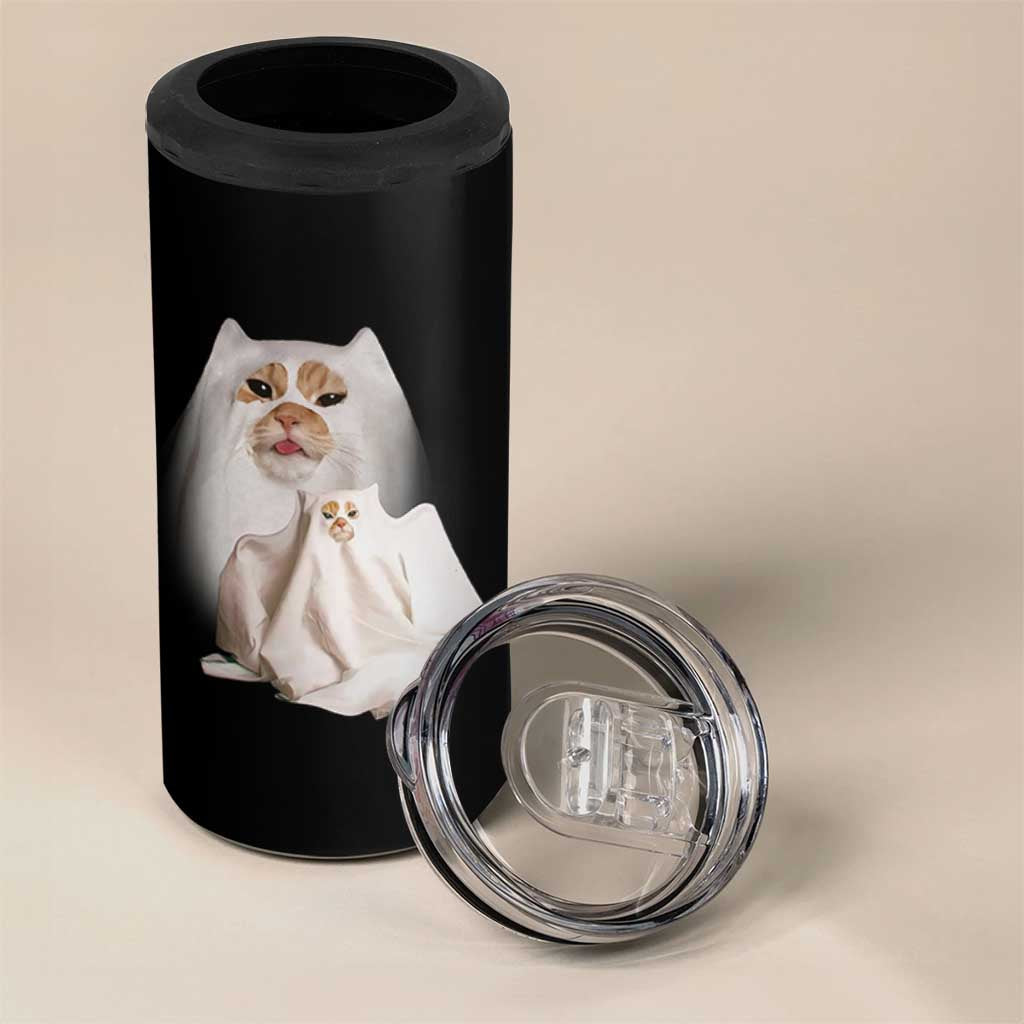 Funny Halloween Ghost Cat Meme 4 in 1 Can Cooler Tumbler - Wonder Print Shop