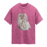 Funny Halloween Ghost Cat Meme Washed Cotton T-Shirt