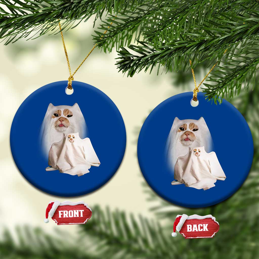Funny Halloween Ghost Cat Meme Ceramic Ornament - Wonder Print Shop