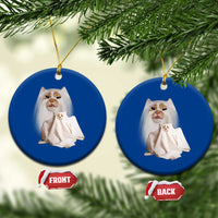 Funny Halloween Ghost Cat Meme Ceramic Ornament - Wonder Print Shop