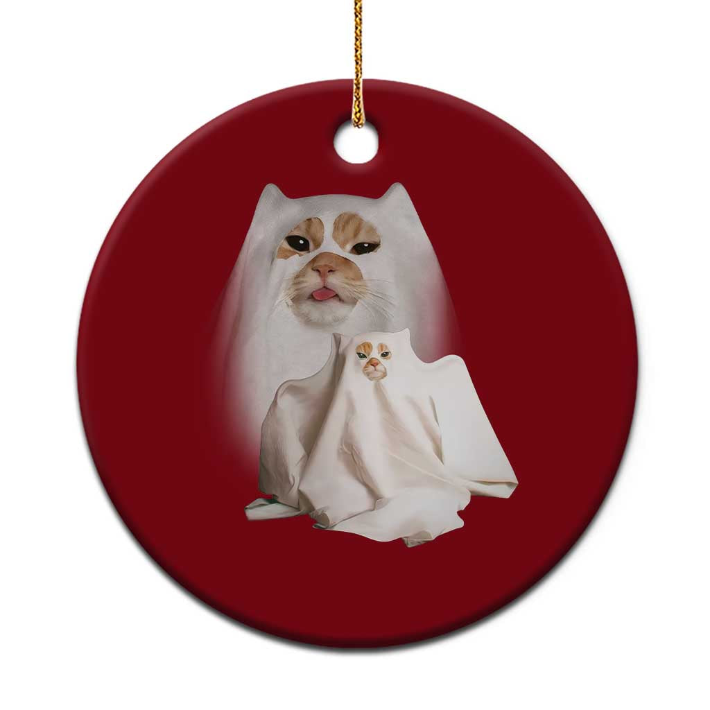 Funny Halloween Ghost Cat Meme Ceramic Ornament - Wonder Print Shop