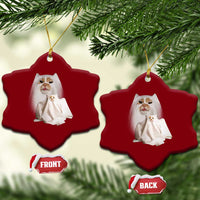 Funny Halloween Ghost Cat Meme Ceramic Ornament - Wonder Print Shop