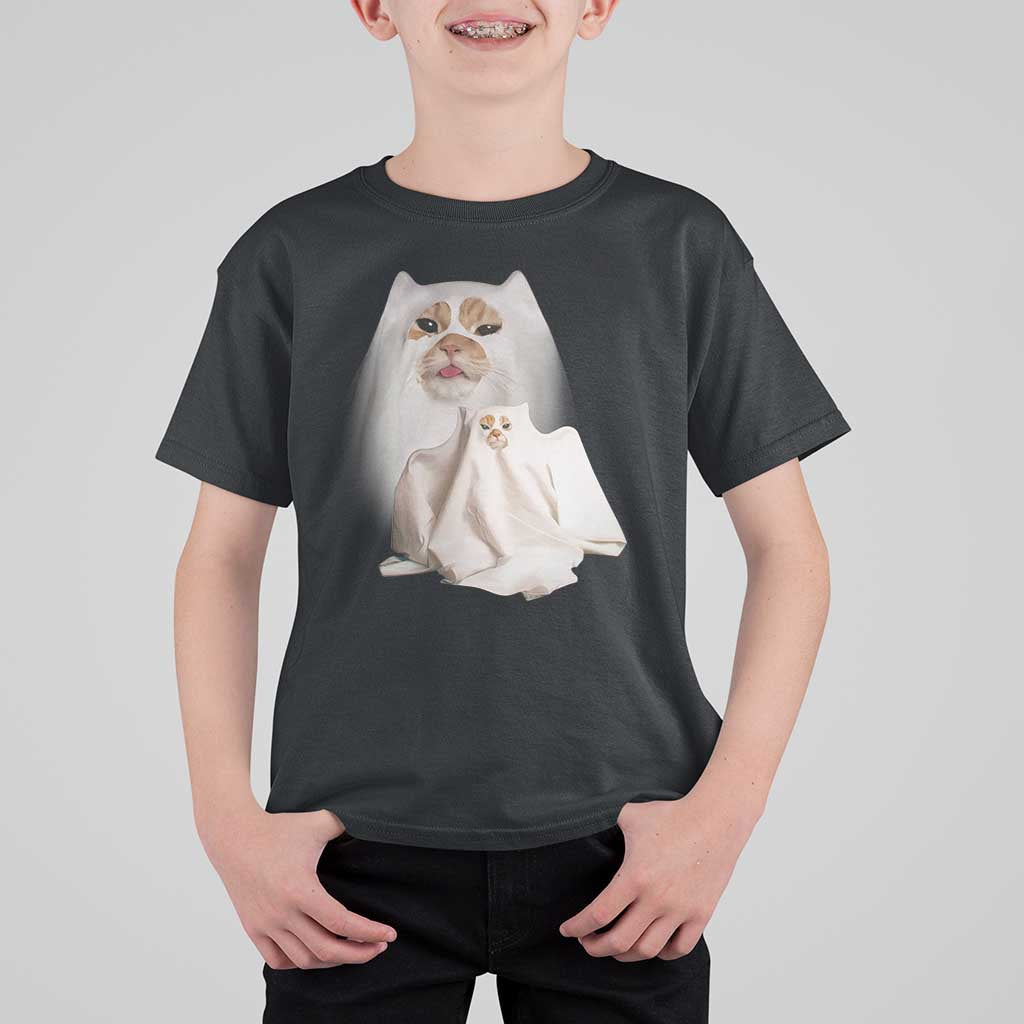 Funny Halloween Ghost Cat Meme T Shirt For Kid - Wonder Print Shop