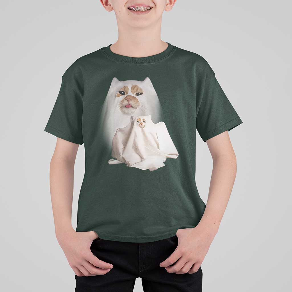 Funny Halloween Ghost Cat Meme T Shirt For Kid - Wonder Print Shop