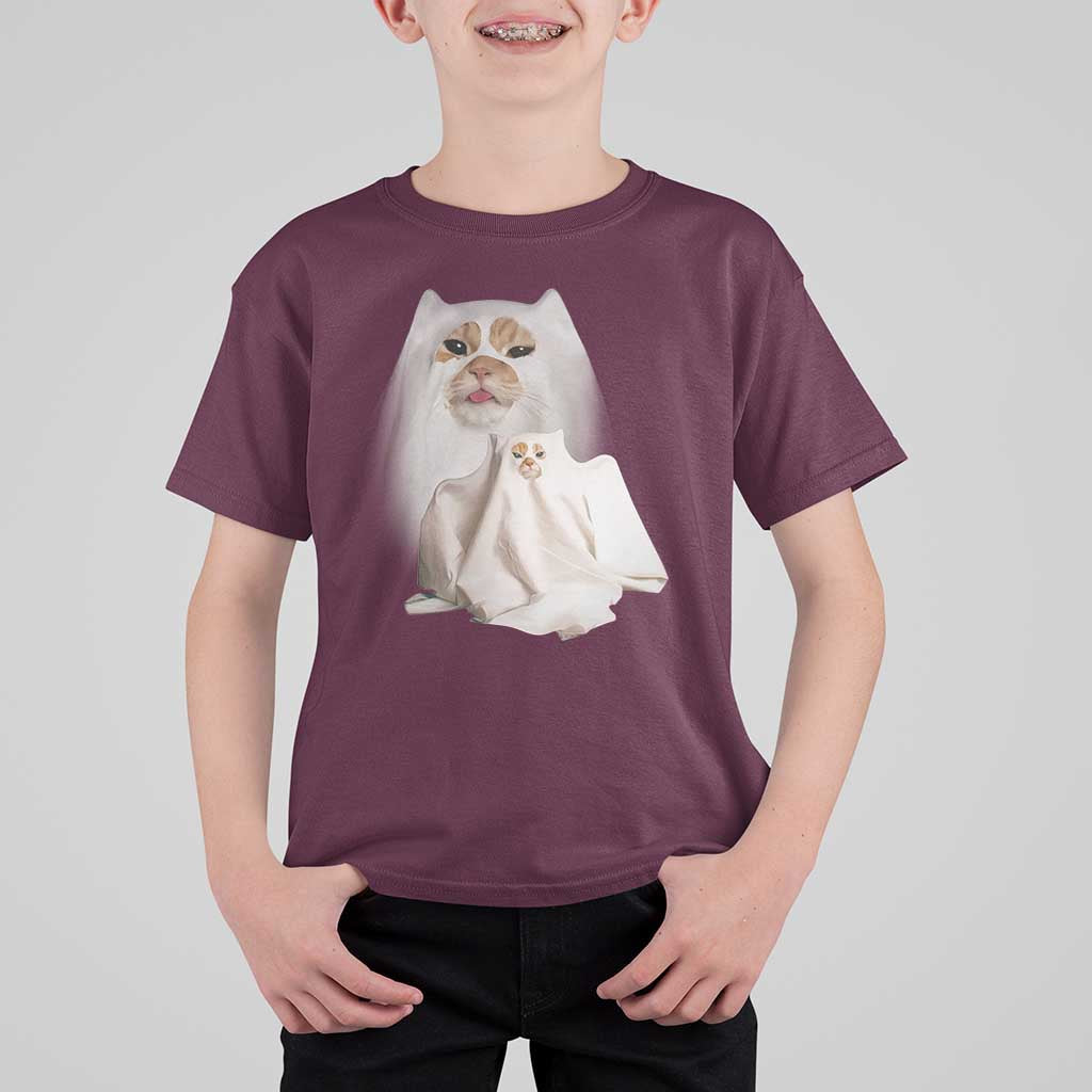 Funny Halloween Ghost Cat Meme T Shirt For Kid - Wonder Print Shop