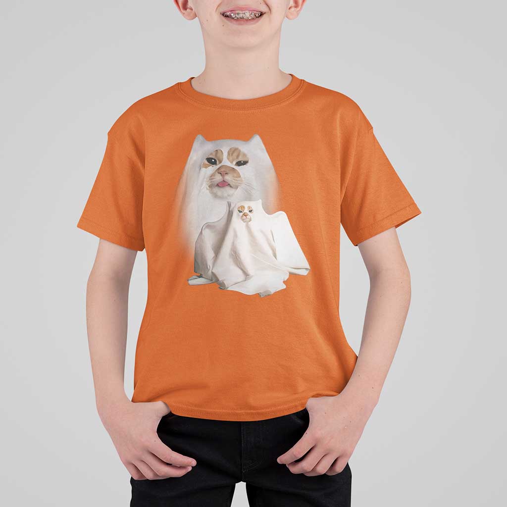 Funny Halloween Ghost Cat Meme T Shirt For Kid - Wonder Print Shop