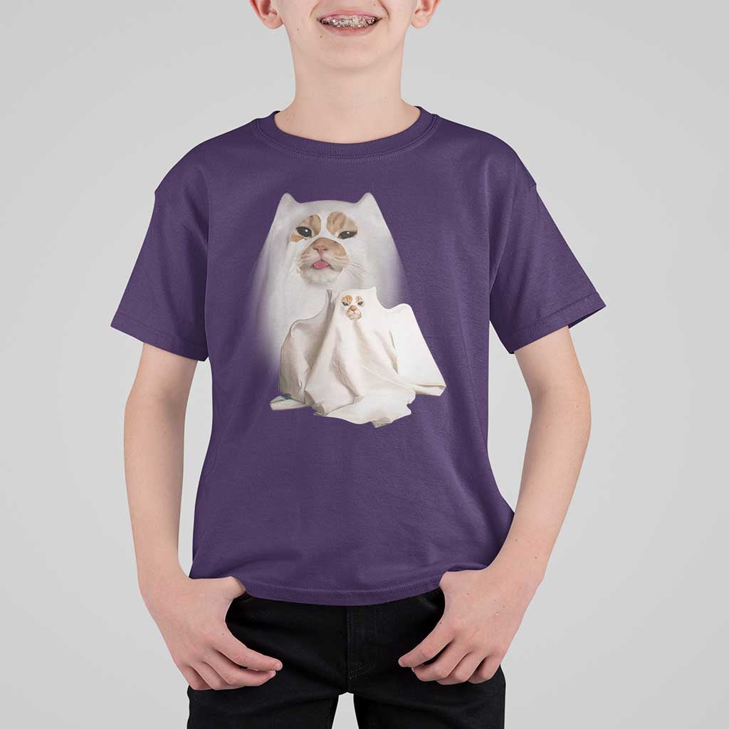 Funny Halloween Ghost Cat Meme T Shirt For Kid - Wonder Print Shop