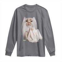 Funny Halloween Ghost Cat Meme Long Sleeve Shirt - Wonder Print Shop