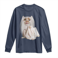 Funny Halloween Ghost Cat Meme Long Sleeve Shirt - Wonder Print Shop