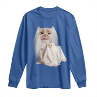 Funny Halloween Ghost Cat Meme Long Sleeve Shirt - Wonder Print Shop