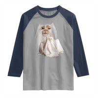 Funny Halloween Ghost Cat Meme Raglan Shirt - Wonder Print Shop
