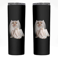 Funny Halloween Ghost Cat Meme Skinny Tumbler - Wonder Print Shop
