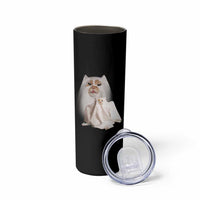 Funny Halloween Ghost Cat Meme Skinny Tumbler - Wonder Print Shop