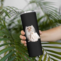 Funny Halloween Ghost Cat Meme Skinny Tumbler - Wonder Print Shop