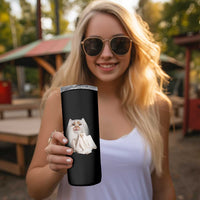 Funny Halloween Ghost Cat Meme Skinny Tumbler - Wonder Print Shop