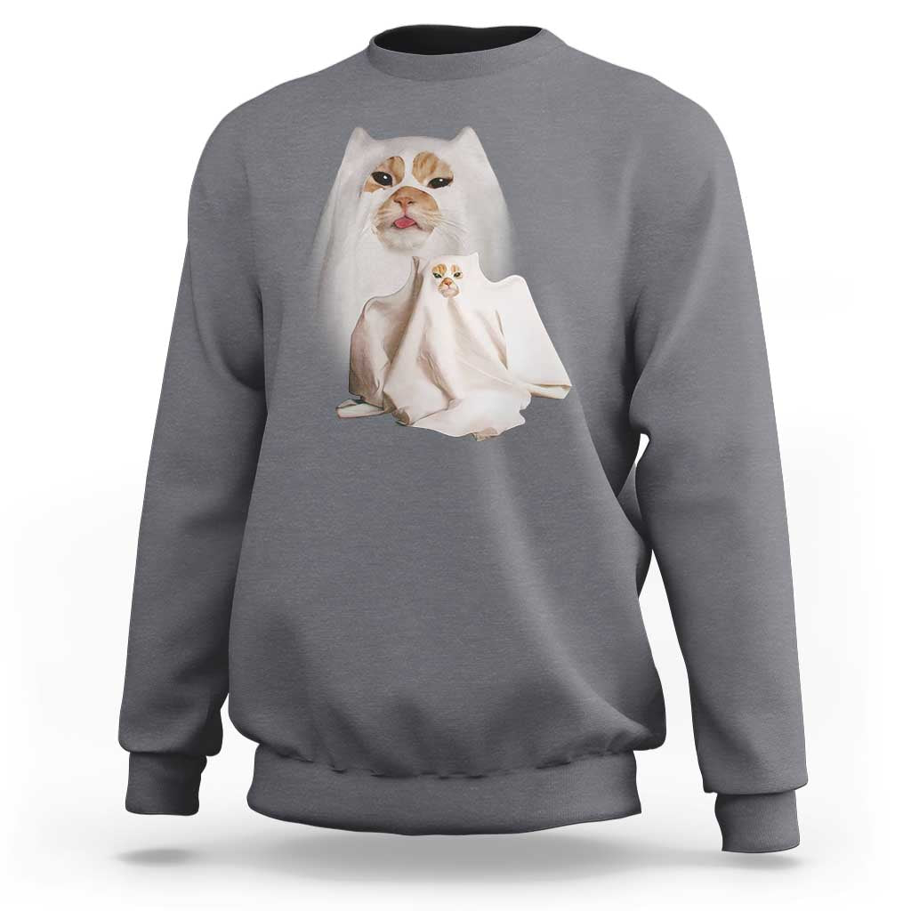 Funny Halloween Ghost Cat Meme Sweatshirt - Wonder Print Shop