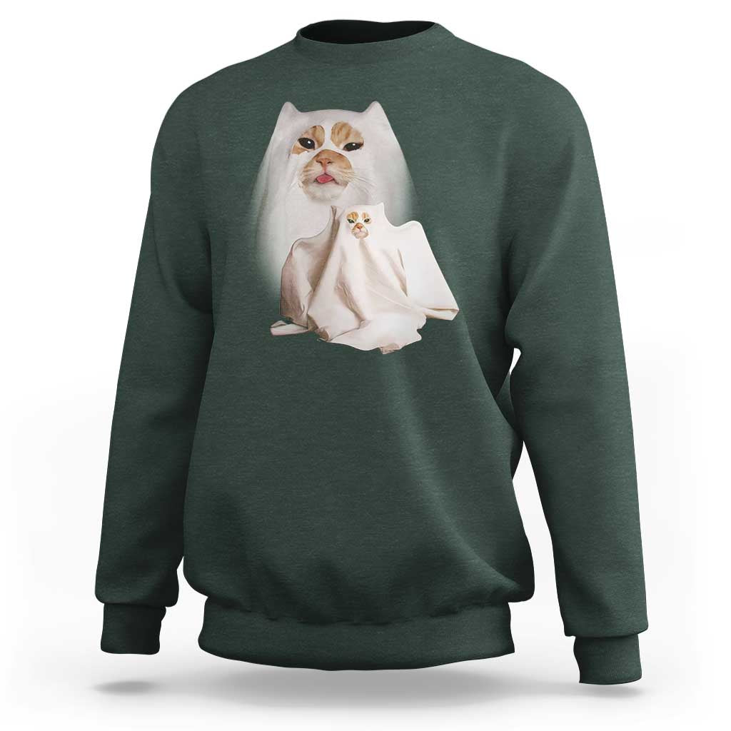 Funny Halloween Ghost Cat Meme Sweatshirt - Wonder Print Shop
