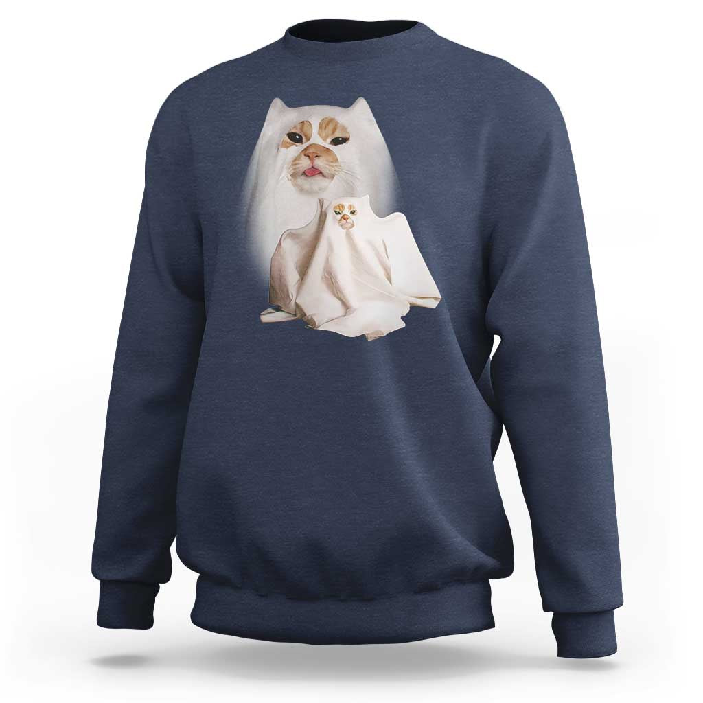 Funny Halloween Ghost Cat Meme Sweatshirt - Wonder Print Shop