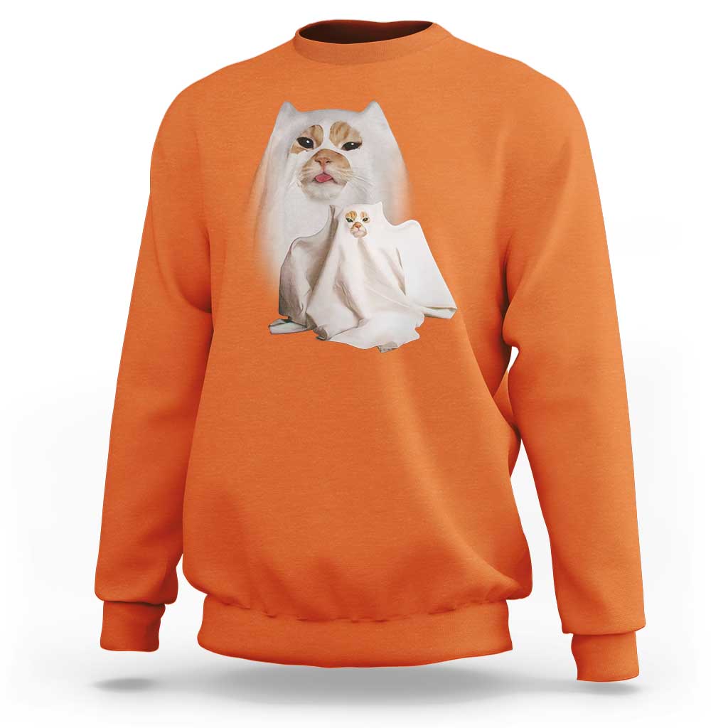 Funny Halloween Ghost Cat Meme Sweatshirt - Wonder Print Shop