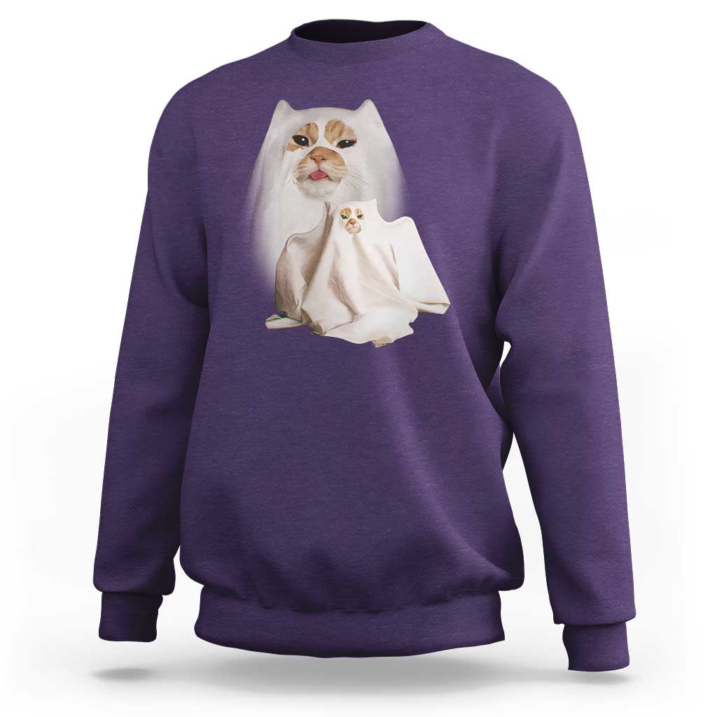 Funny Halloween Ghost Cat Meme Sweatshirt - Wonder Print Shop