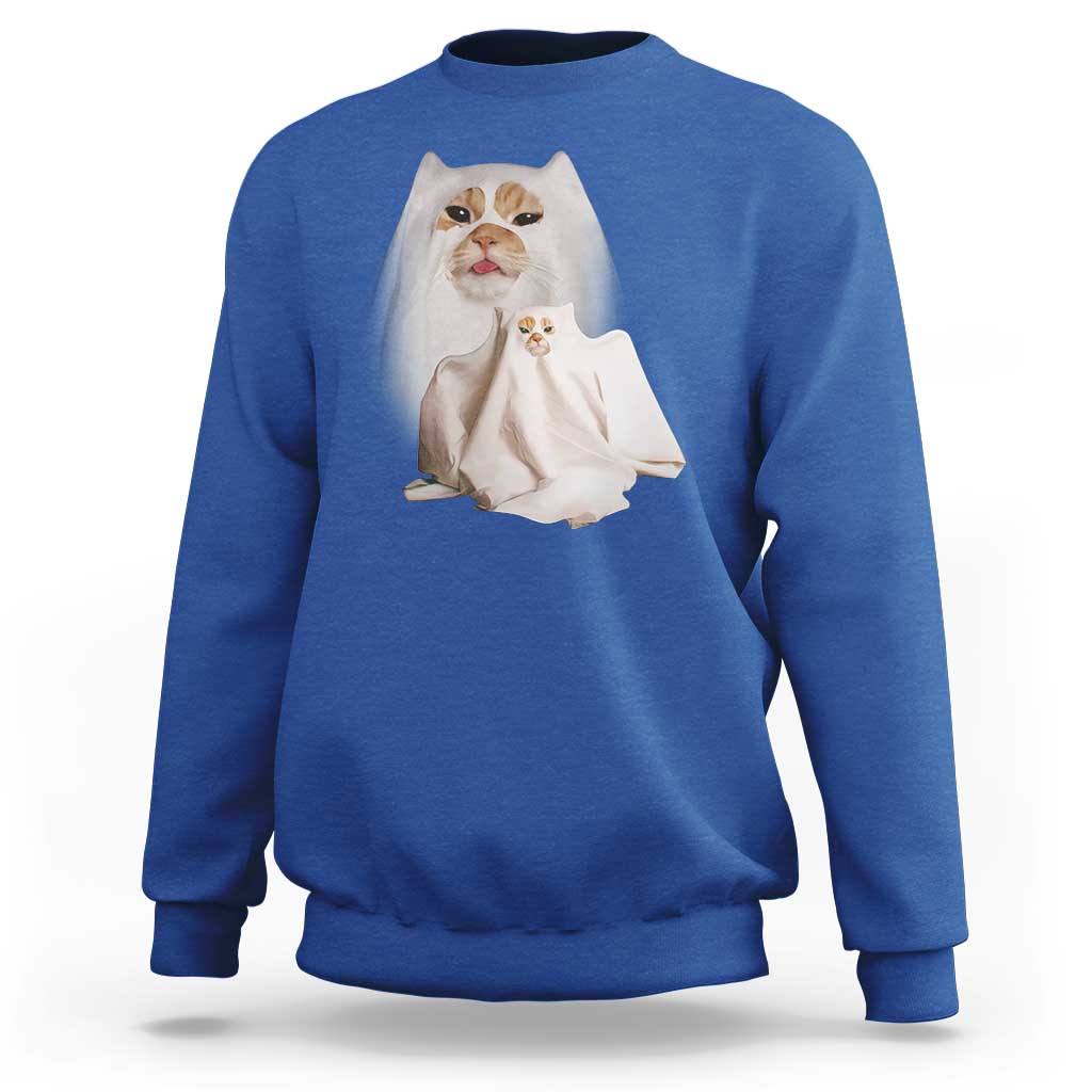 Funny Halloween Ghost Cat Meme Sweatshirt - Wonder Print Shop