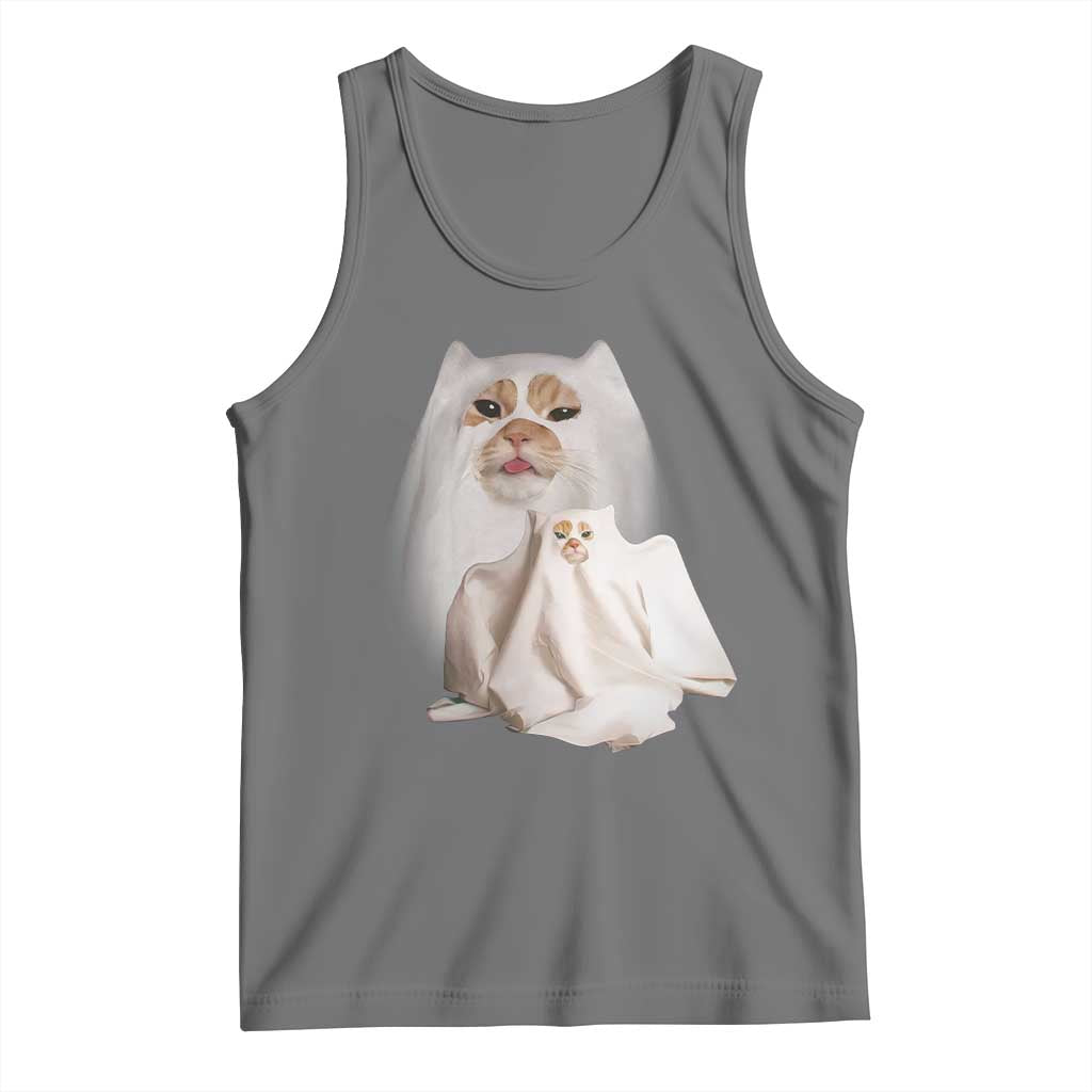 Funny Halloween Ghost Cat Meme Tank Top - Wonder Print Shop