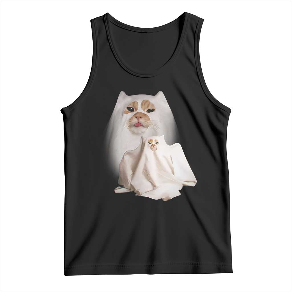 Funny Halloween Ghost Cat Meme Tank Top - Wonder Print Shop