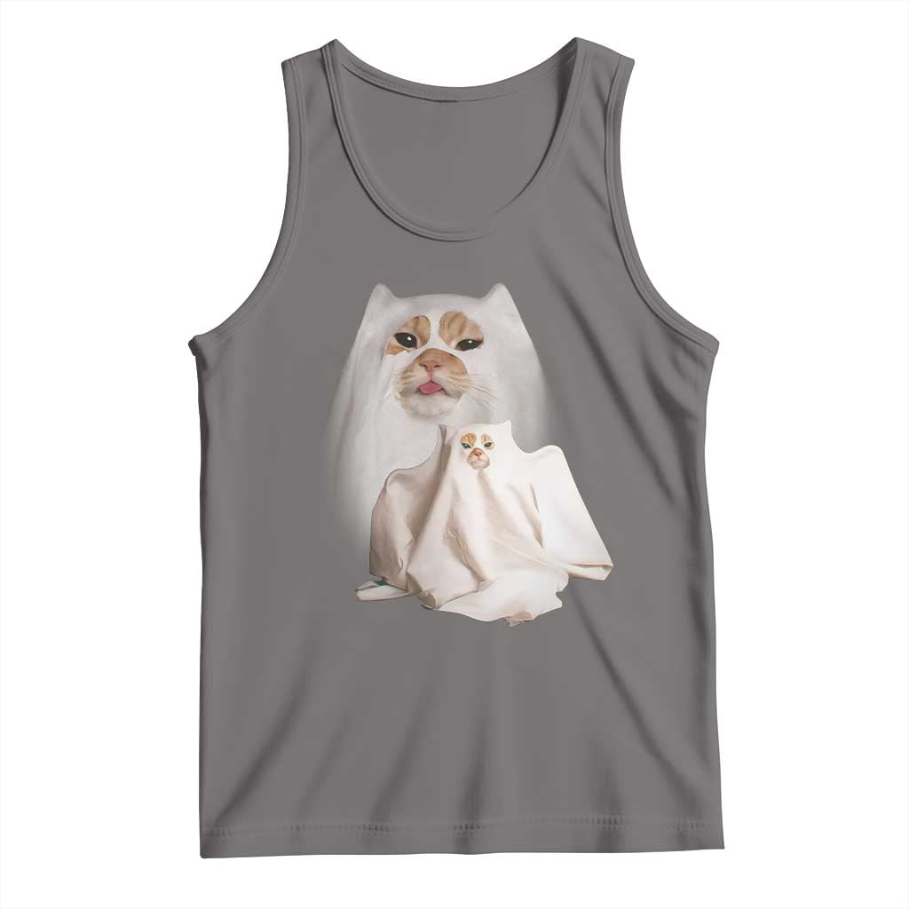 Funny Halloween Ghost Cat Meme Tank Top - Wonder Print Shop