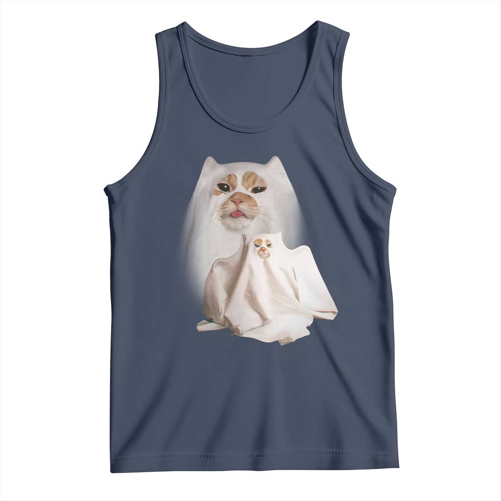 Funny Halloween Ghost Cat Meme Tank Top - Wonder Print Shop