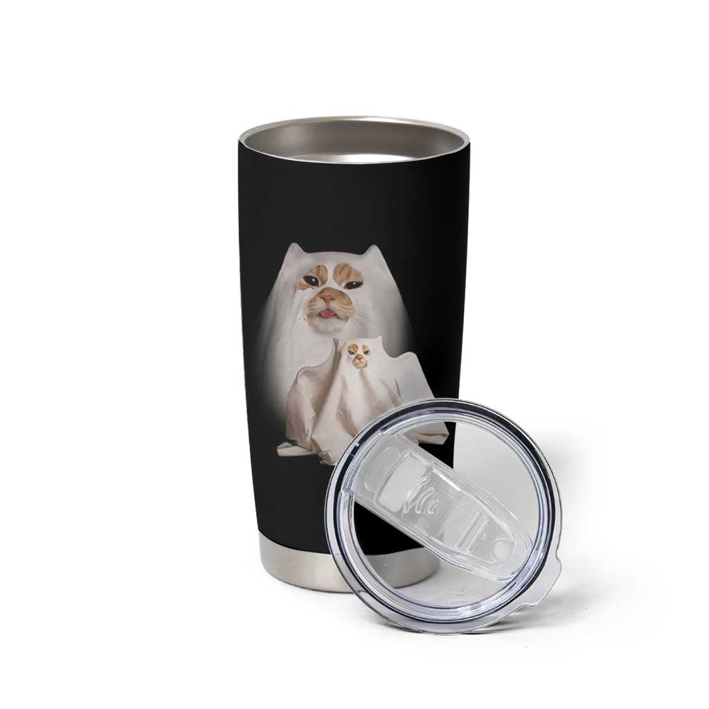 Funny Halloween Ghost Cat Meme Tumbler Cup - Wonder Print Shop