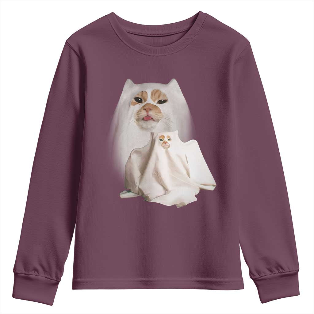 Funny Halloween Ghost Cat Meme Youth Sweatshirt - Wonder Print Shop