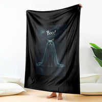 Cat Halloween Throw Blanket Spooky Season Ghost Kitten Haunted Mansion - Wonder Print Shop