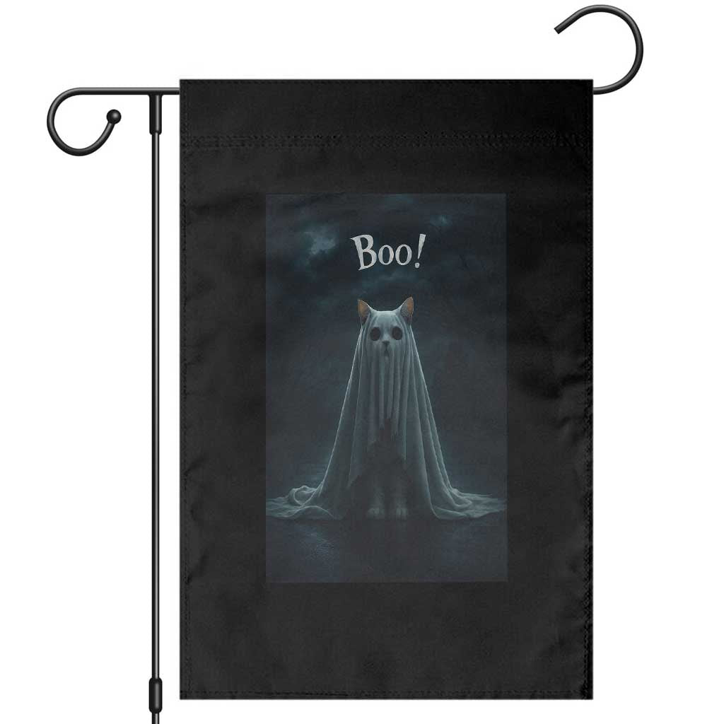 Cat Halloween Garden Flag Spooky Season Ghost Kitten Haunted Mansion - Wonder Print Shop