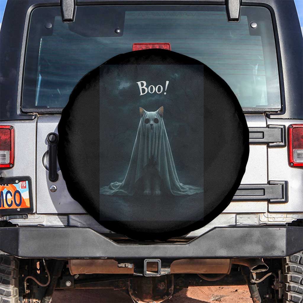 Cat Halloween Spare Tire Cover Spooky Season Ghost Kitten Haunted Mansion - Wonder Print Shop