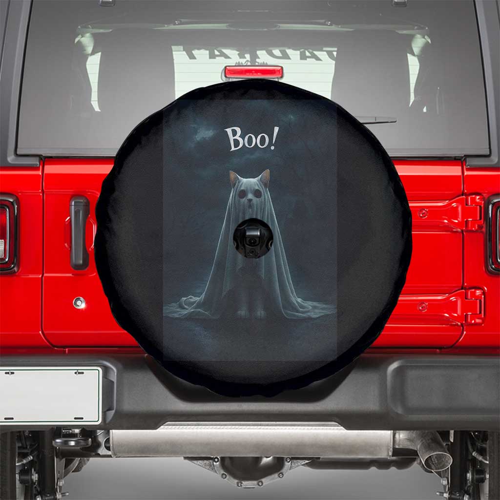Cat Halloween Spare Tire Cover Spooky Season Ghost Kitten Haunted Mansion - Wonder Print Shop