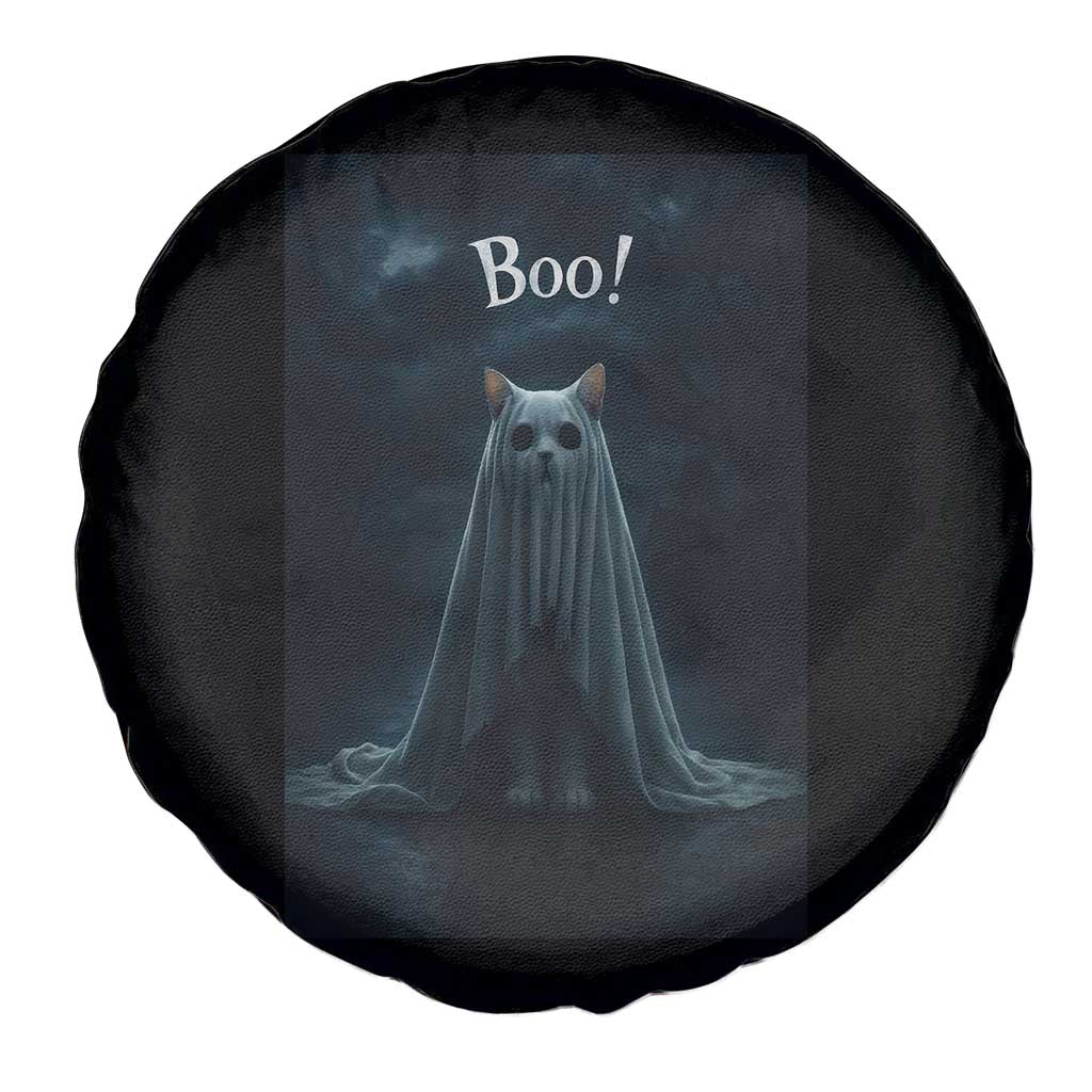 Cat Halloween Spare Tire Cover Spooky Season Ghost Kitten Haunted Mansion - Wonder Print Shop