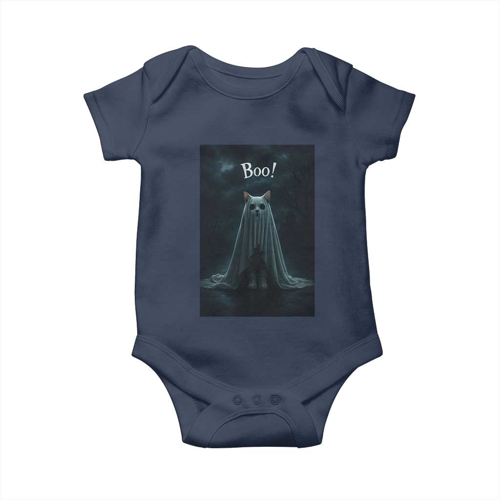 Cat Halloween Baby Onesie Spooky Season Ghost Kitten Haunted Mansion - Wonder Print Shop