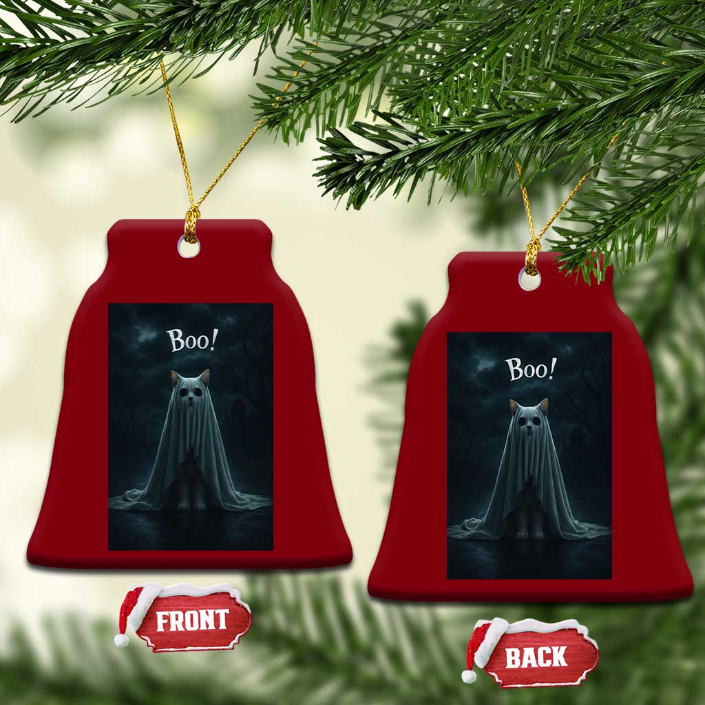 Cat Halloween Ceramic Ornament Spooky Season Ghost Kitten Haunted Mansion - Wonder Print Shop