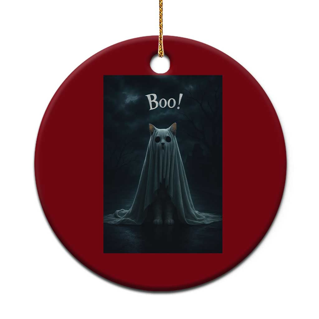 Cat Halloween Ceramic Ornament Spooky Season Ghost Kitten Haunted Mansion - Wonder Print Shop