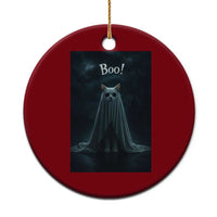 Cat Halloween Ceramic Ornament Spooky Season Ghost Kitten Haunted Mansion - Wonder Print Shop