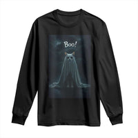 Cat Halloween Long Sleeve Shirt Spooky Season Ghost Kitten Haunted Mansion - Wonder Print Shop