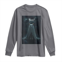Cat Halloween Long Sleeve Shirt Spooky Season Ghost Kitten Haunted Mansion - Wonder Print Shop