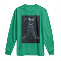 Cat Halloween Long Sleeve Shirt Spooky Season Ghost Kitten Haunted Mansion - Wonder Print Shop